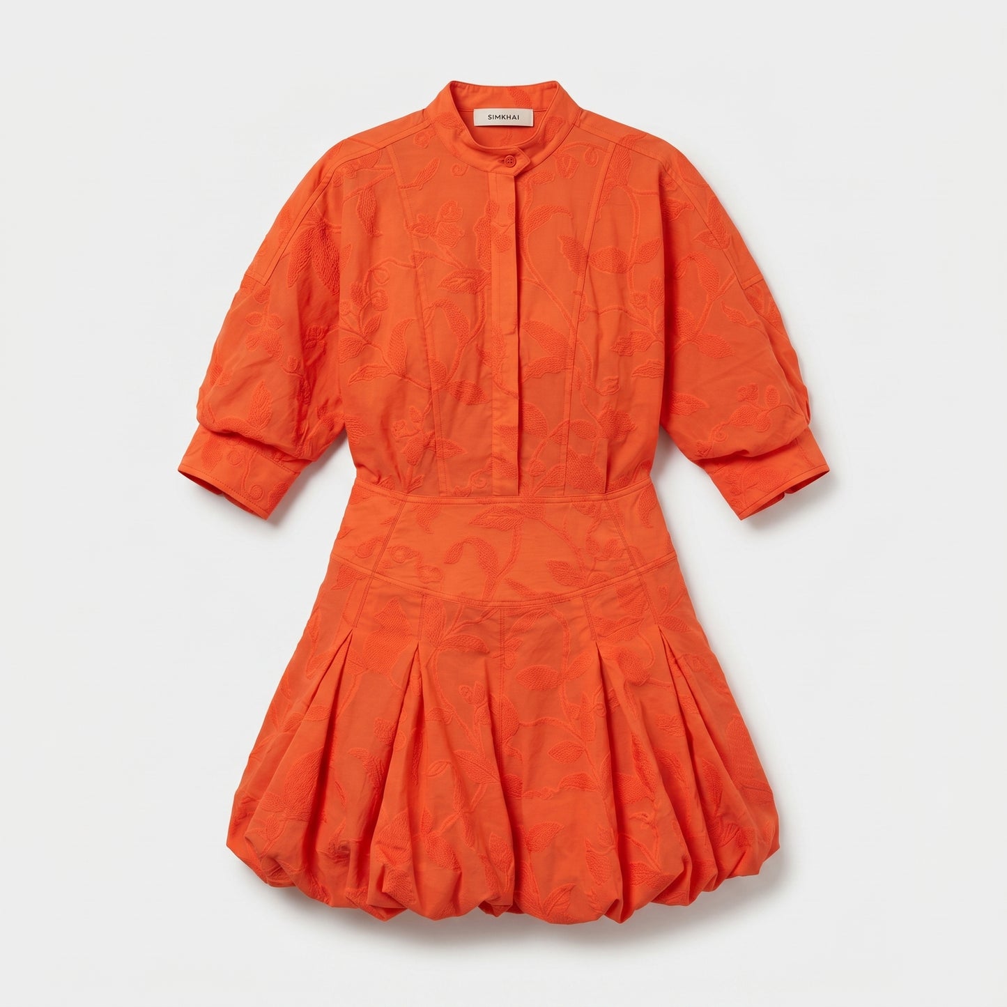 Embroidered Orange Mini Dress