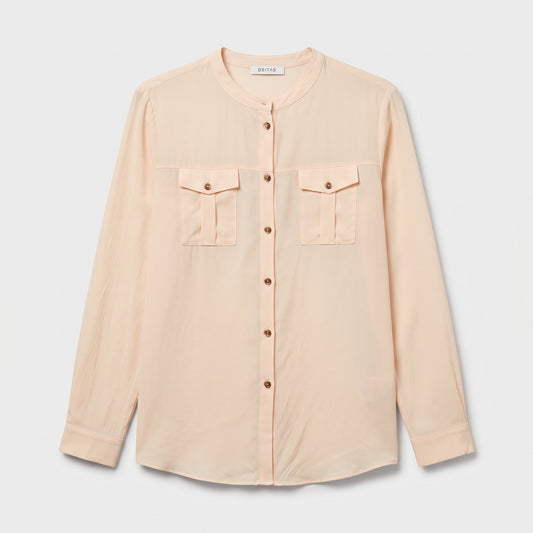 Silk Button-Down Utility Shirt