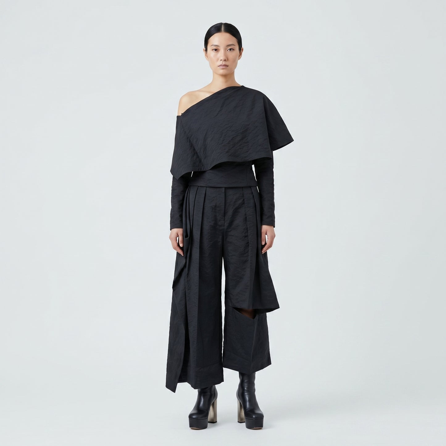 Asymmetric Crinkled Sculptural Top