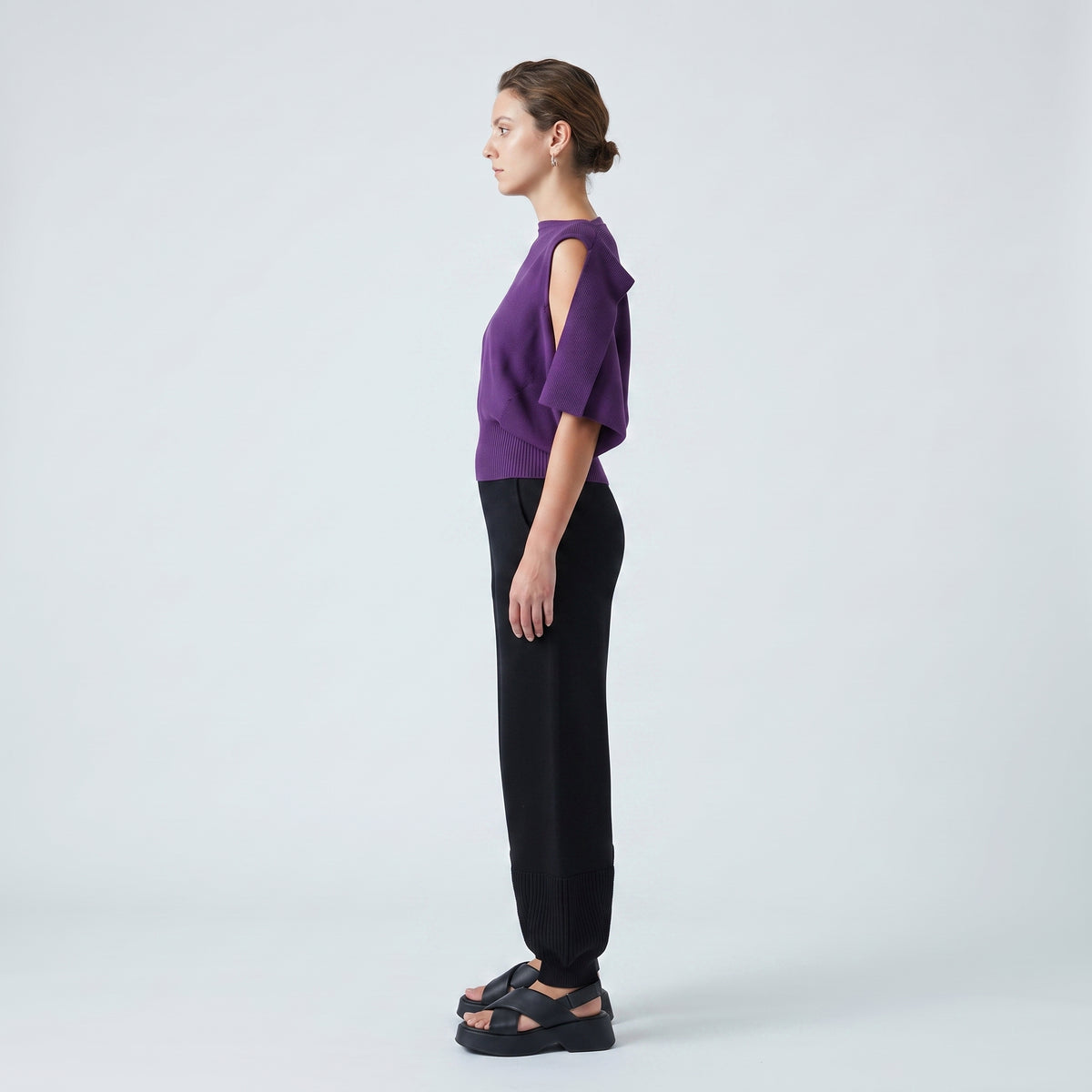 Cutout Detail Purple Knit Top