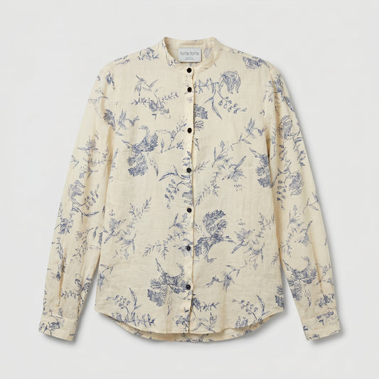 Floral Print Mandarin Collar Shirt