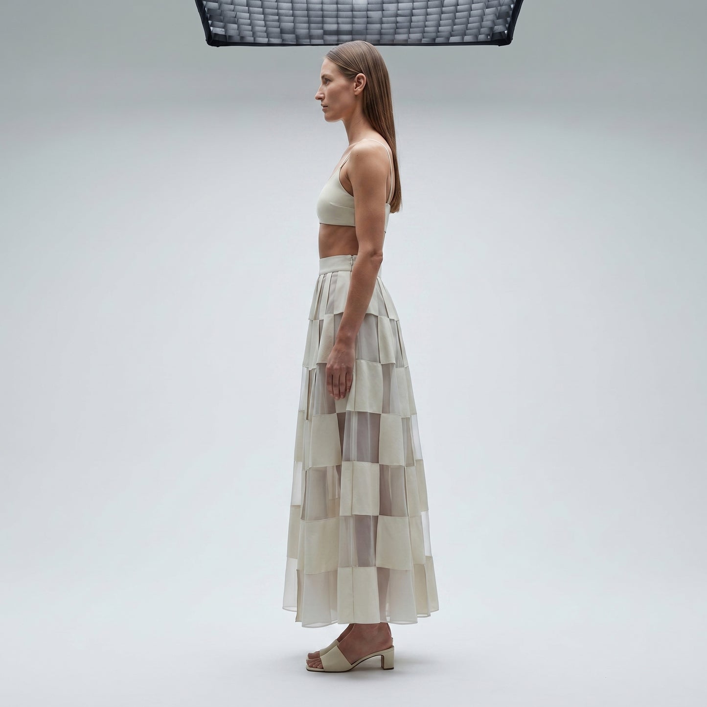 Geometric Paneled A-Line Skirt