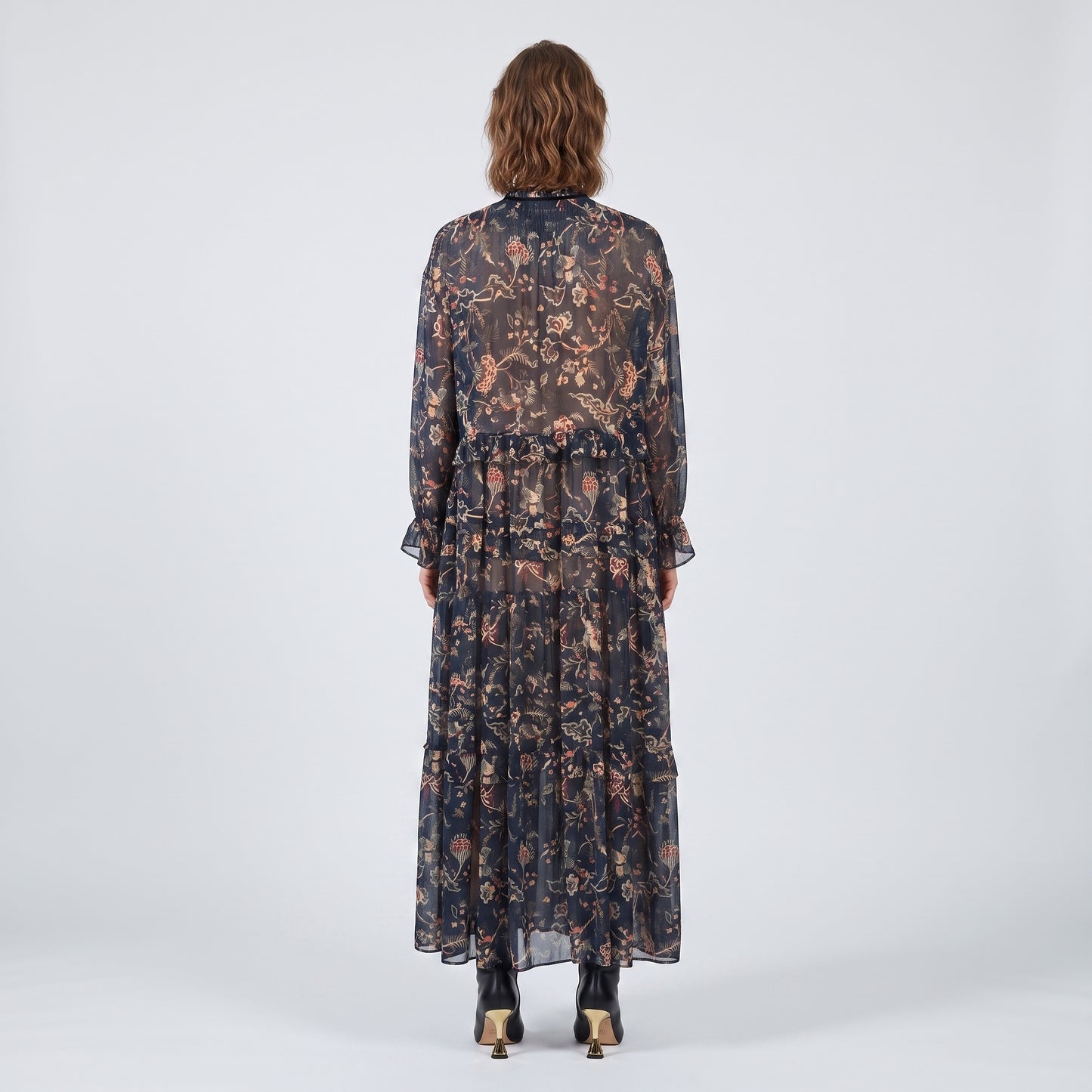 Floral Print Tiered Midi Dress