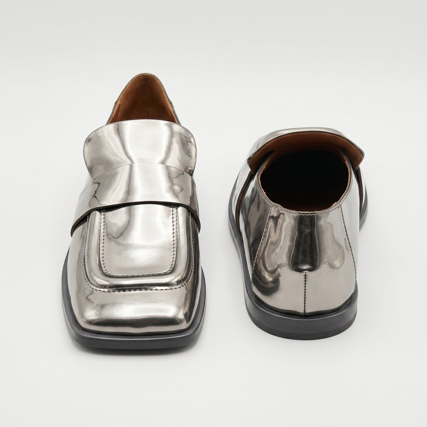 Metallic Square Toe Loafers
