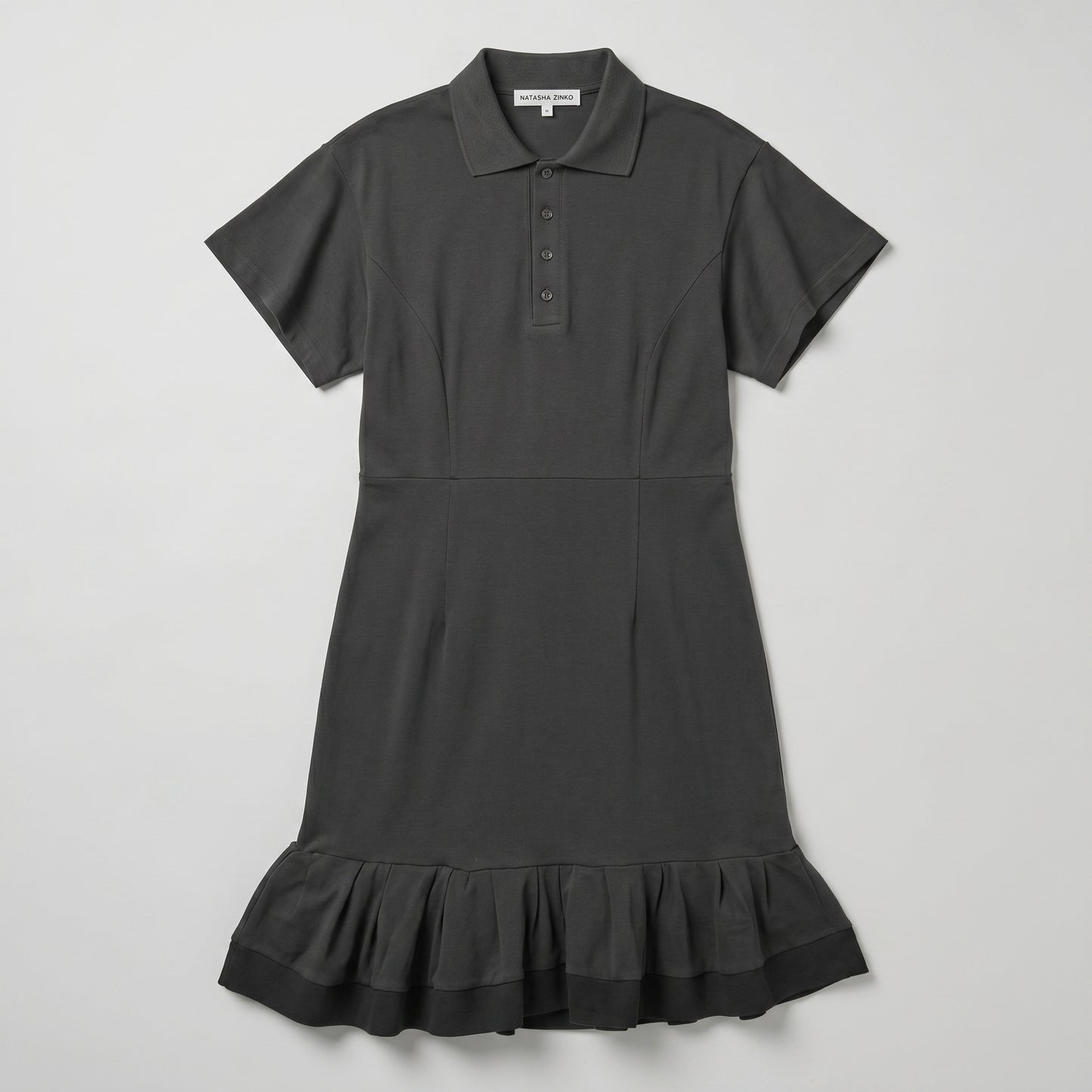 Grey Ruffled Polo Dress