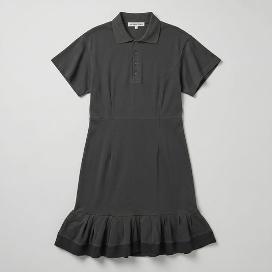 Grey Ruffled Polo Dress
