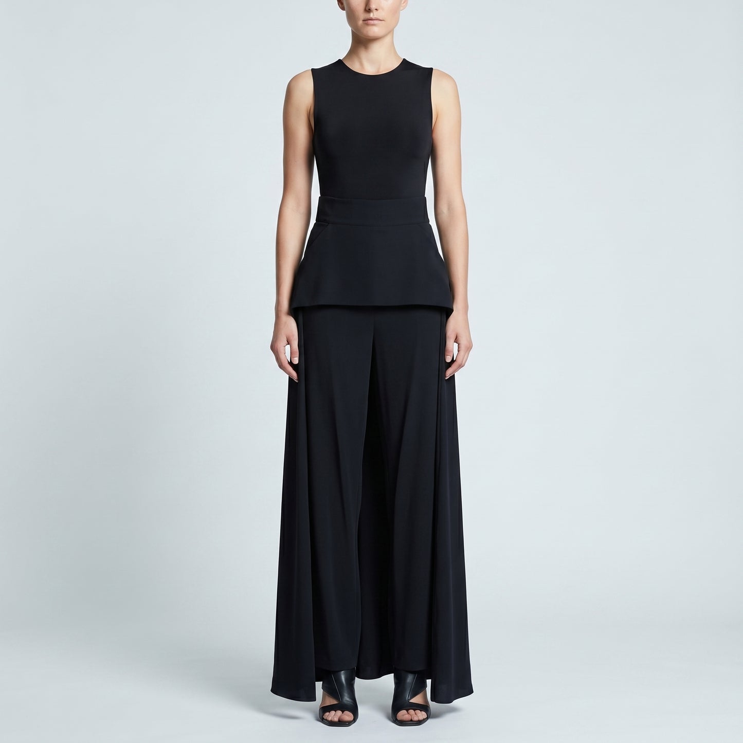Draped Peplum Wide Leg Trousers