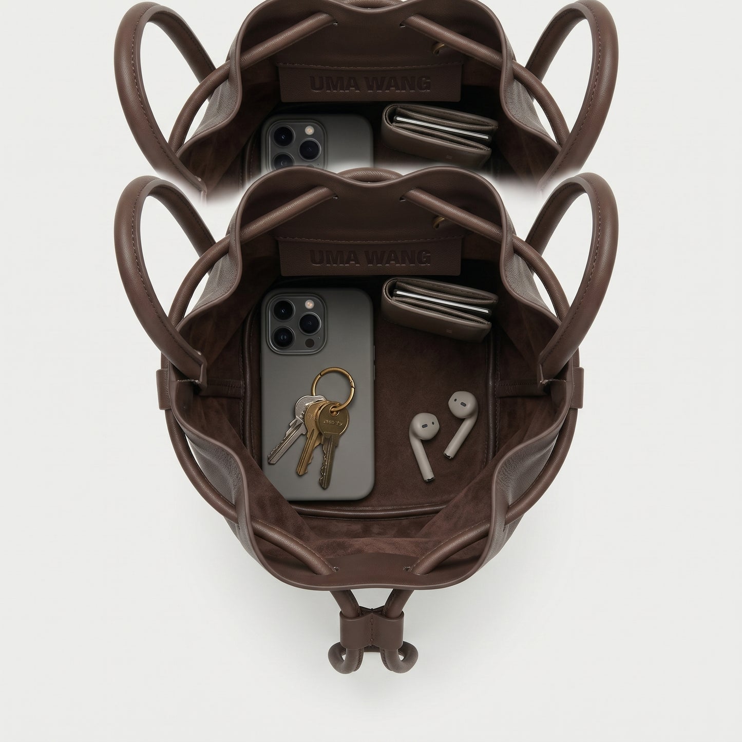 Leather Drawstring Bucket Bag