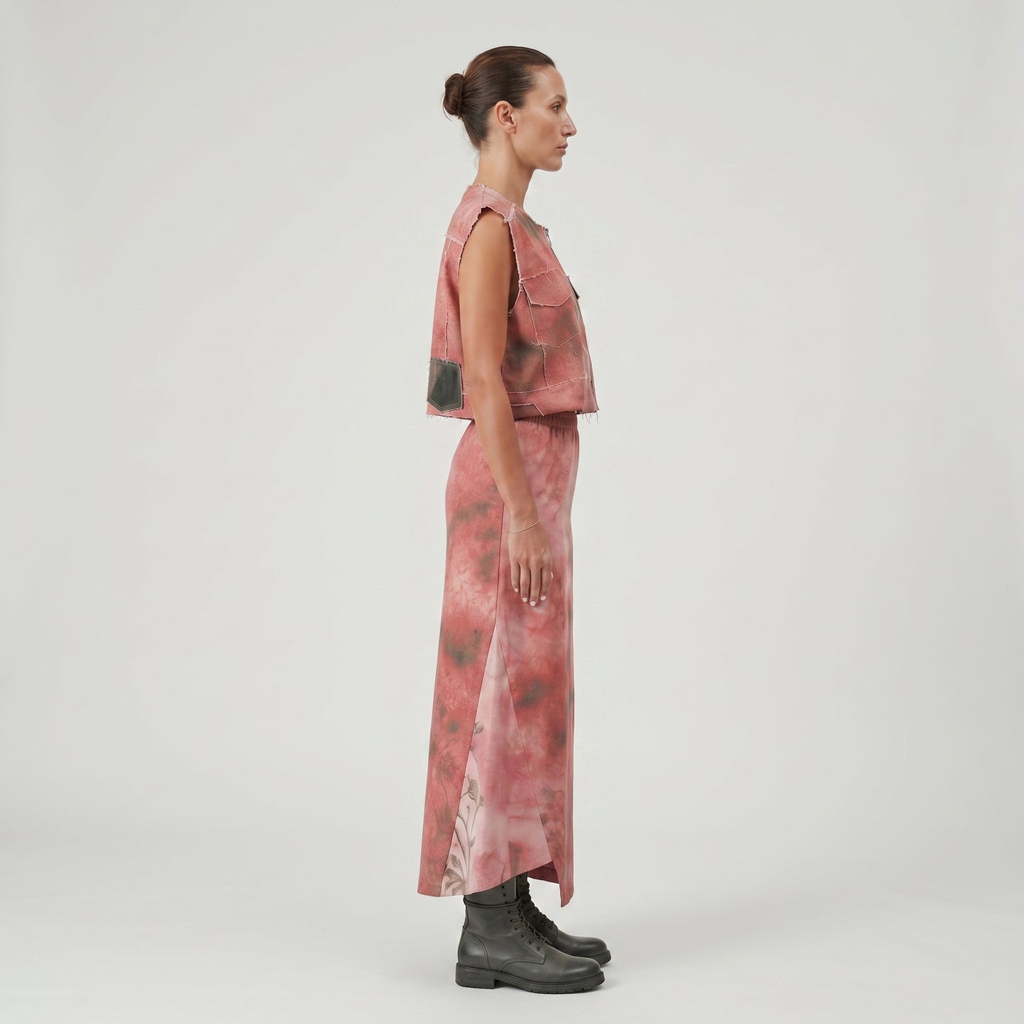 Abstract Printed Asymmetric Skirt