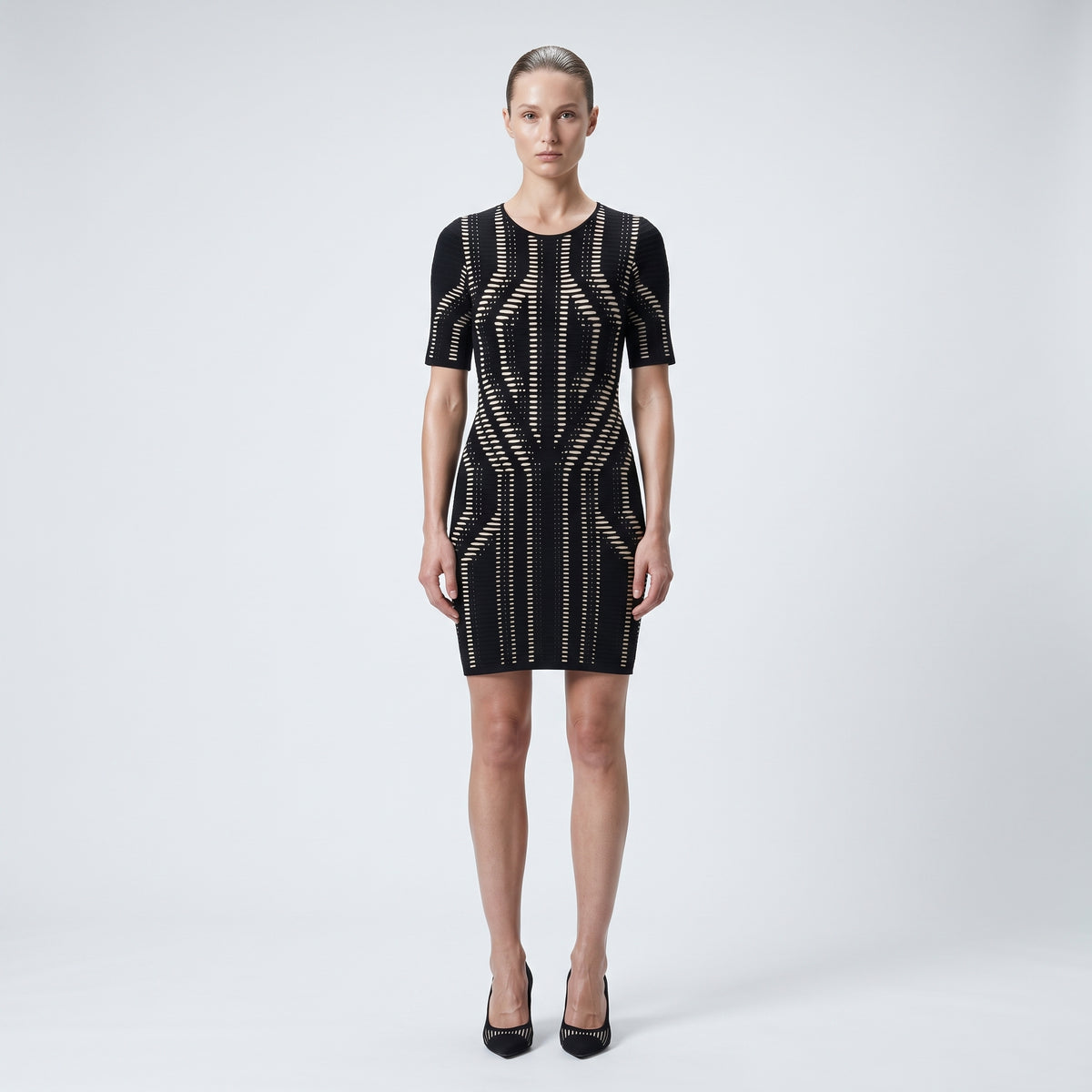 Graphic Knit Bodycon Mini Dress