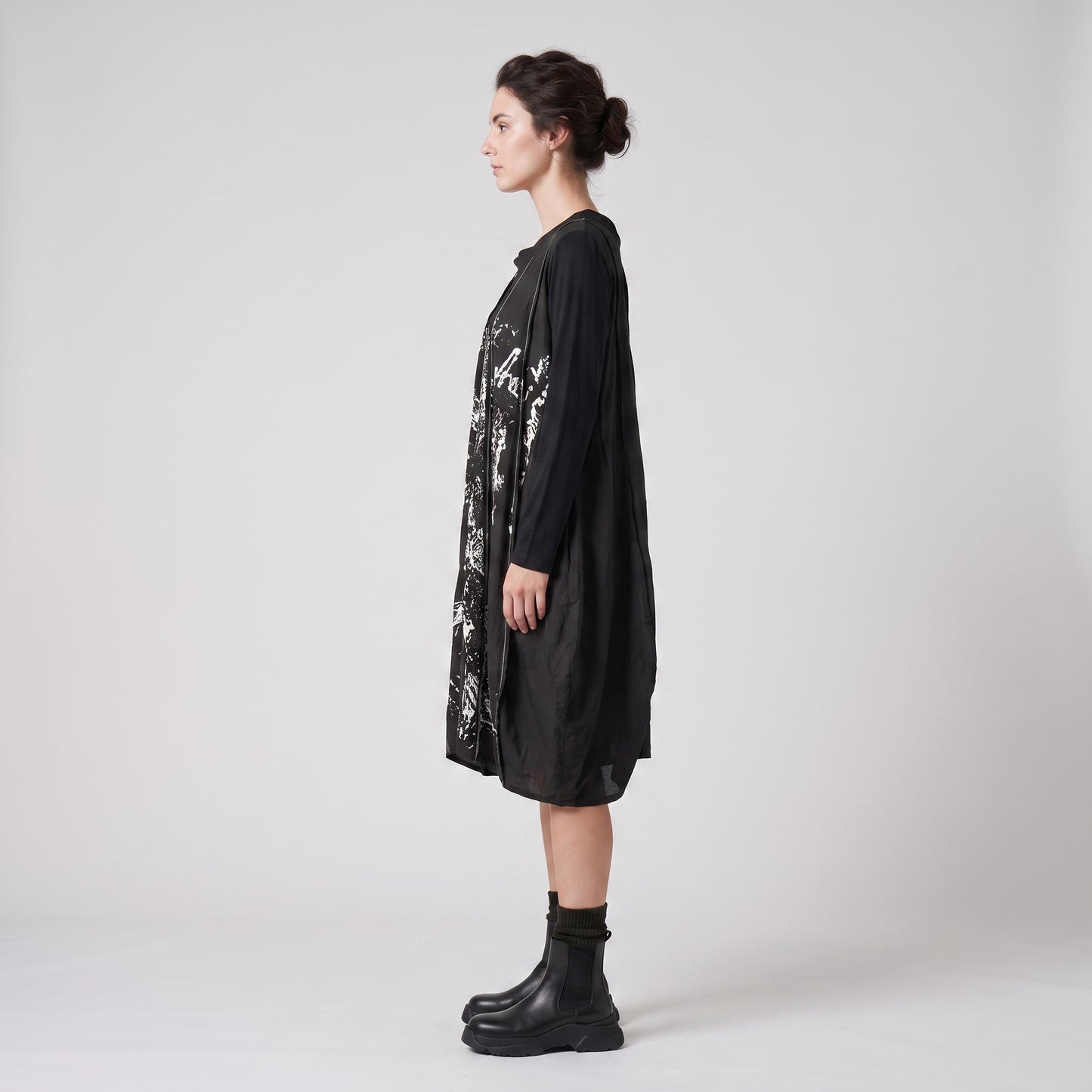 Abstract Print Long Sleeve Dress