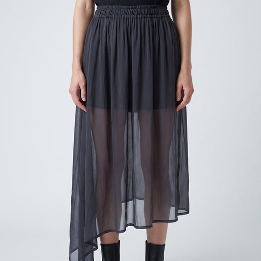 Asymmetric Sheer Pleated Skirt
