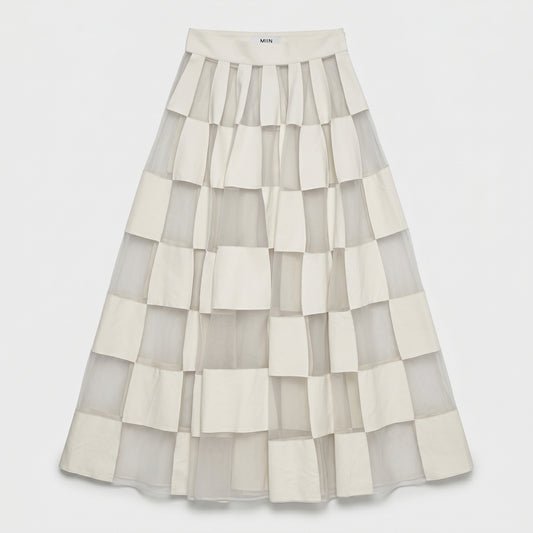Geometric Paneled A-Line Skirt