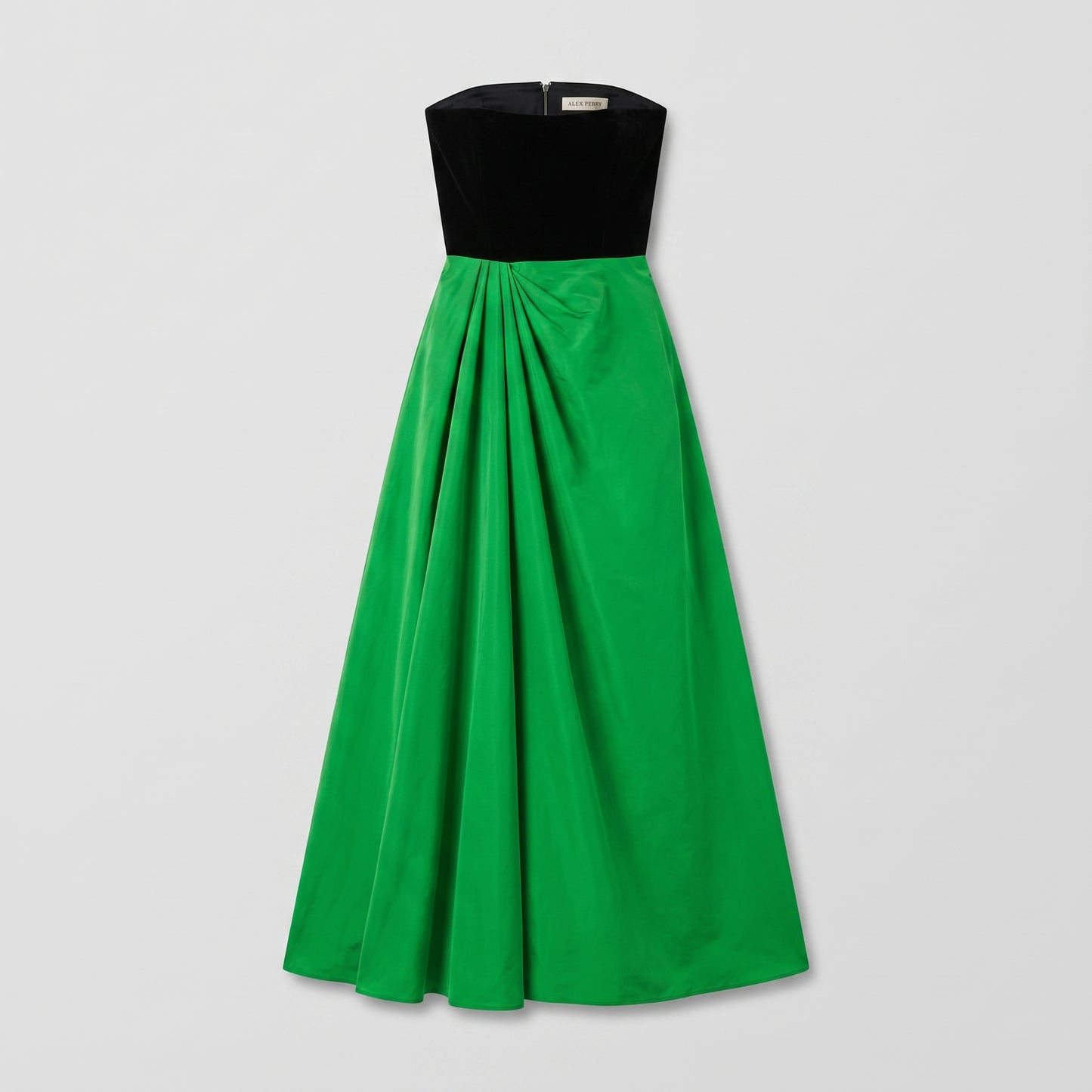 Colorblock Velvet Strapless Gown