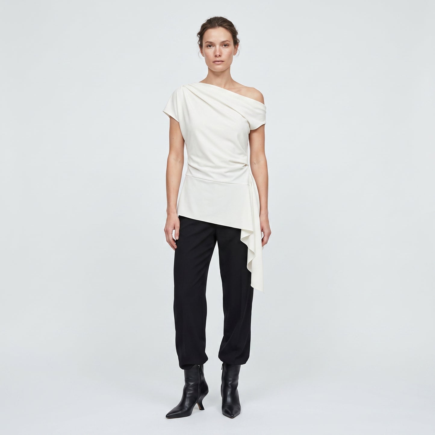 Draped Asymmetric White Top