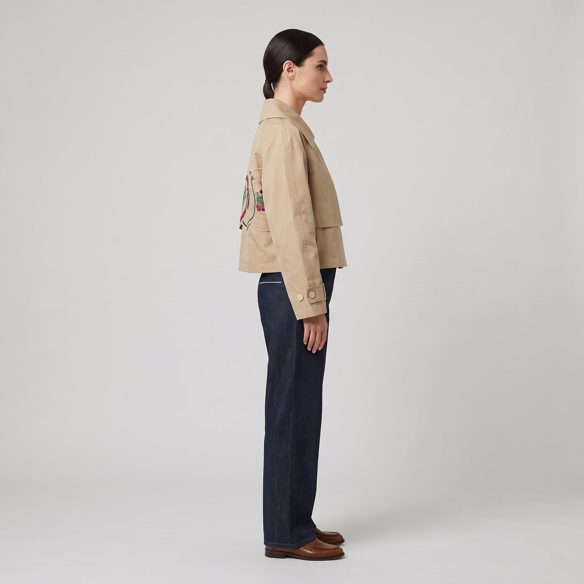Cropped Tailored Trench Jacket