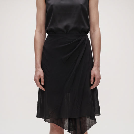 Elegant Black Asymmetric Midi Skirt