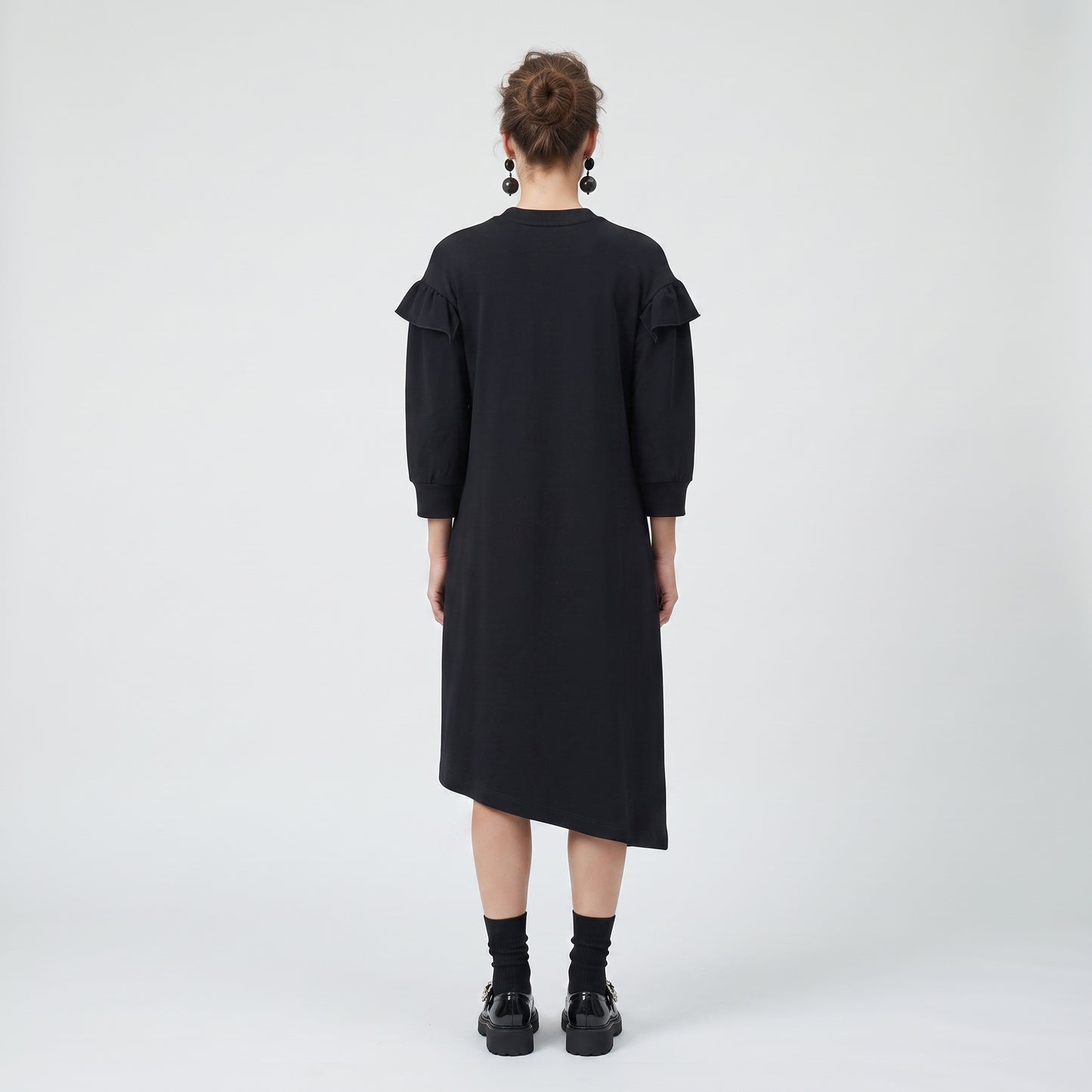 Ruffled Asymmetric Cotton Jersey Dress