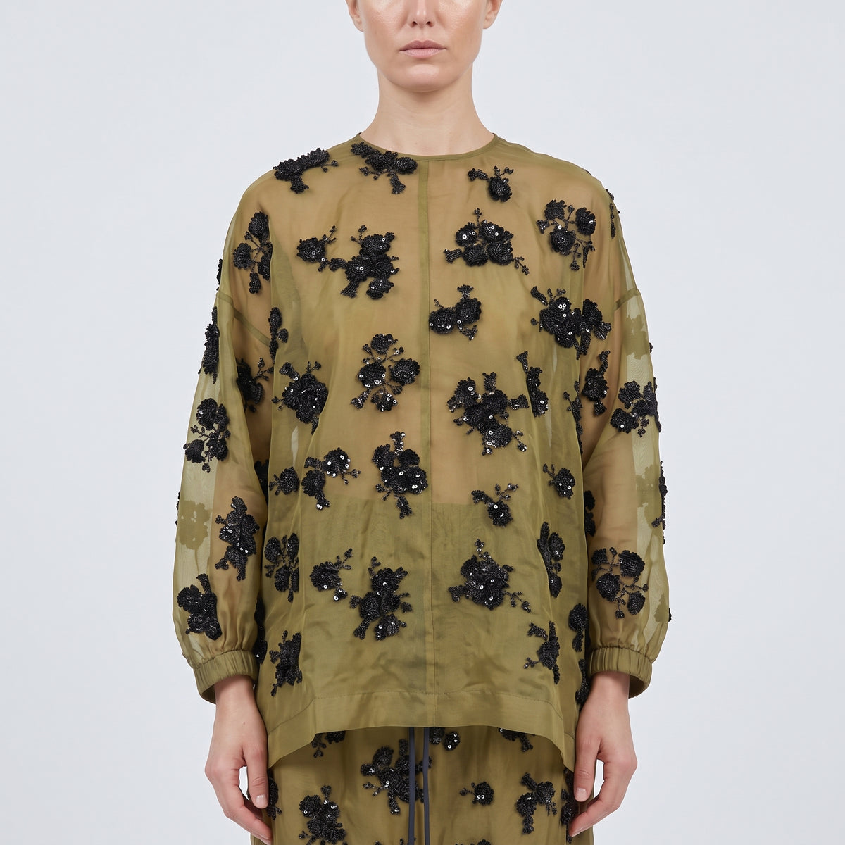 Embellished Sheer Floral Blouse