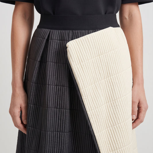Two-Tone Quilted Midi Skirt