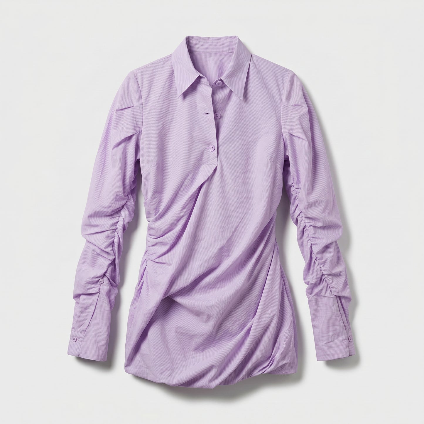 Ruched Lavender Collared Blouse