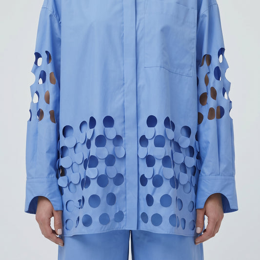 Perforated Cotton Oversized Shirt