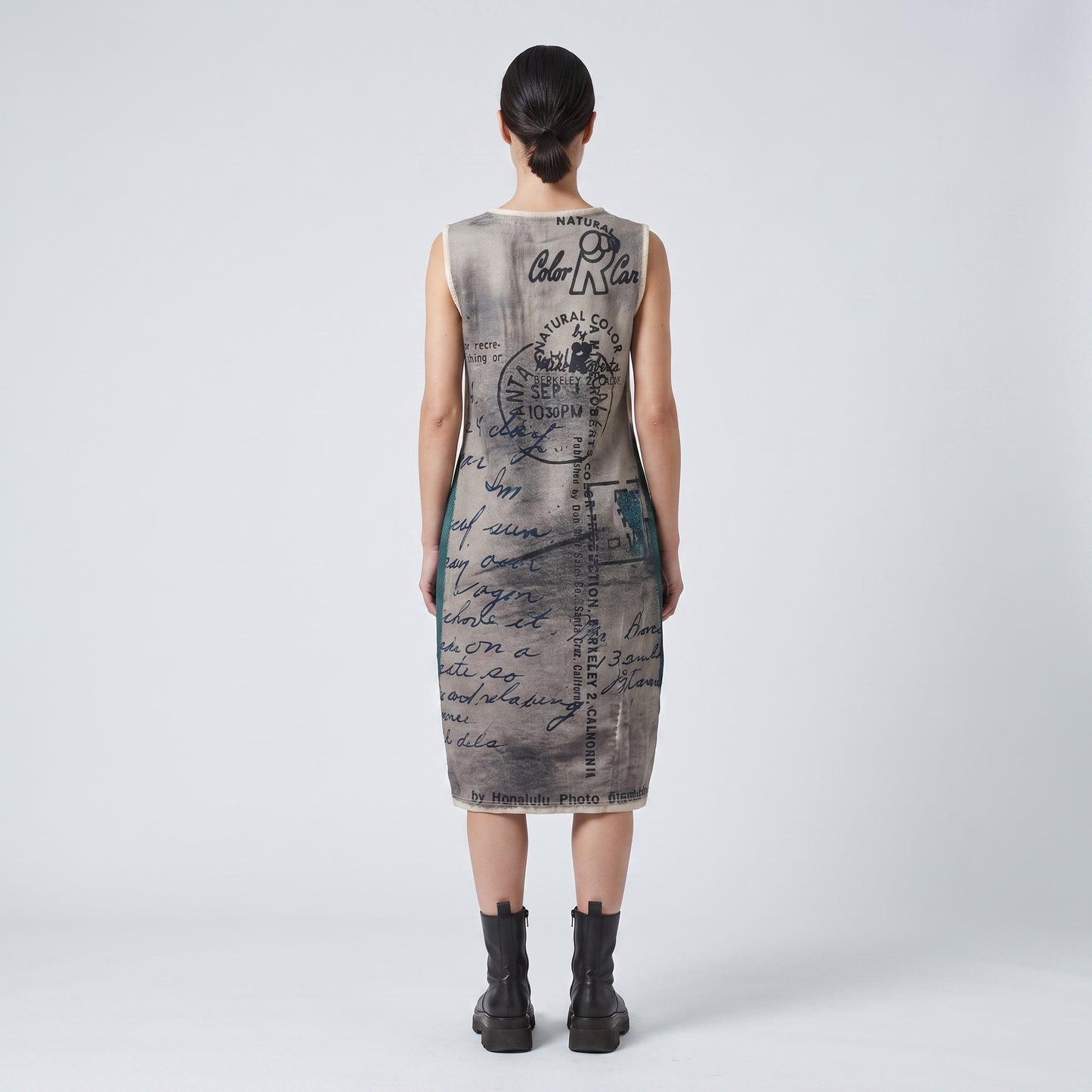 Abstract Landscape Print Sleeveless Dress