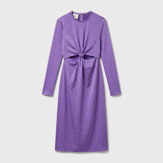 Knot-Front Long Sleeve Dress