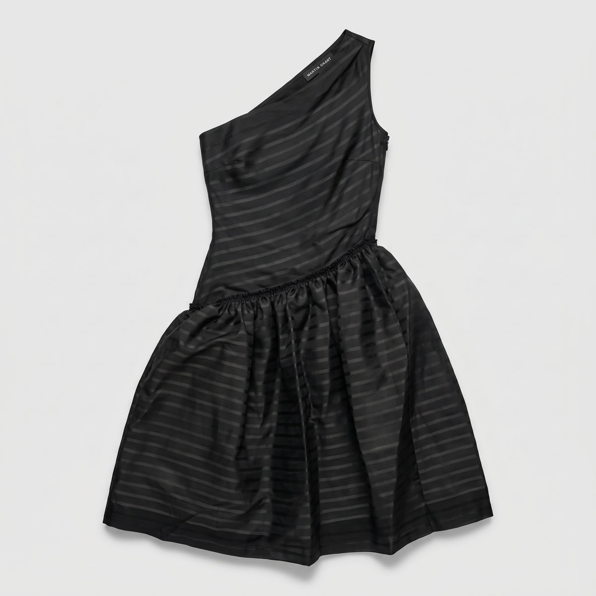 One-Shoulder Striped Cocktail Dress