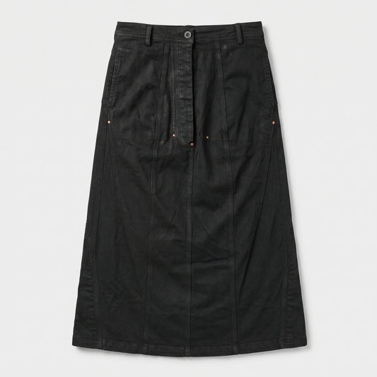 Structured Black Paneled Maxi Skirt