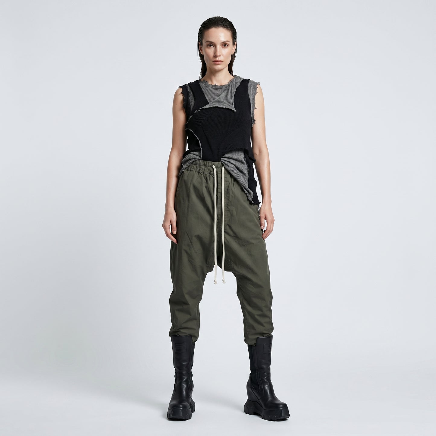 Drawstring Drop Crotch Trousers