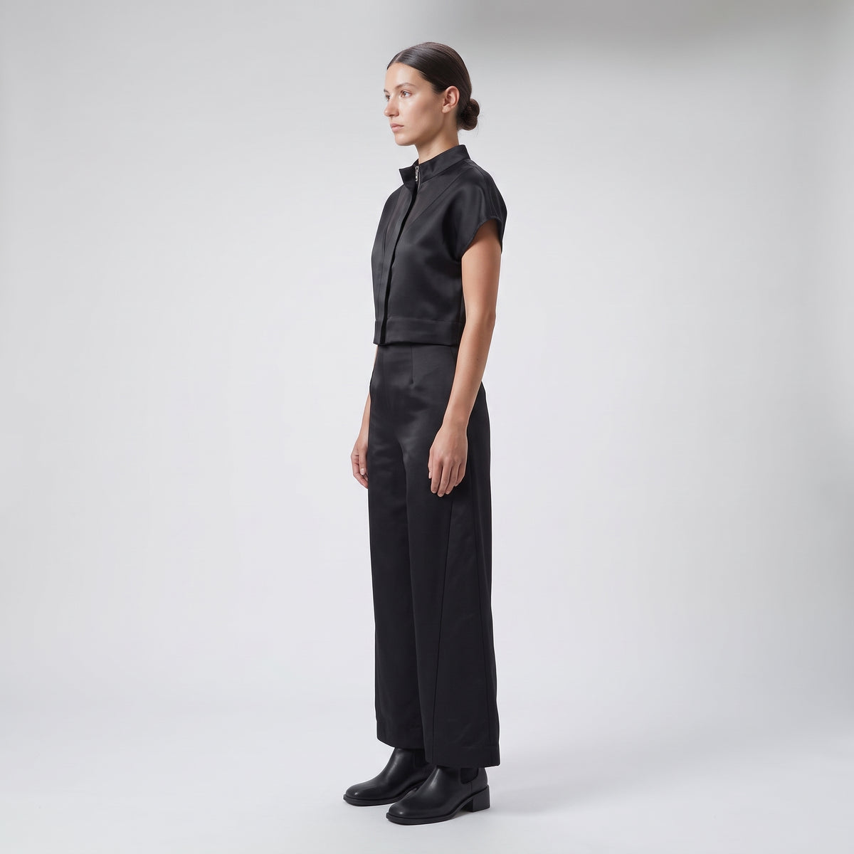 Structured Sleeveless Zip-Front Vest