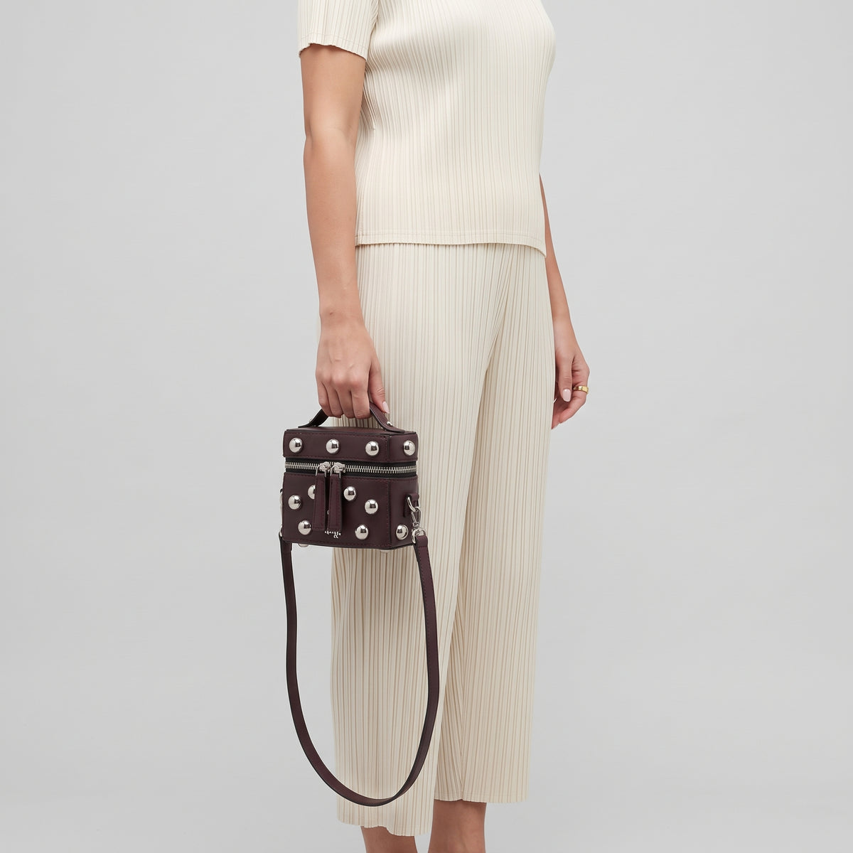 Studded Structured Leather Mini Bag