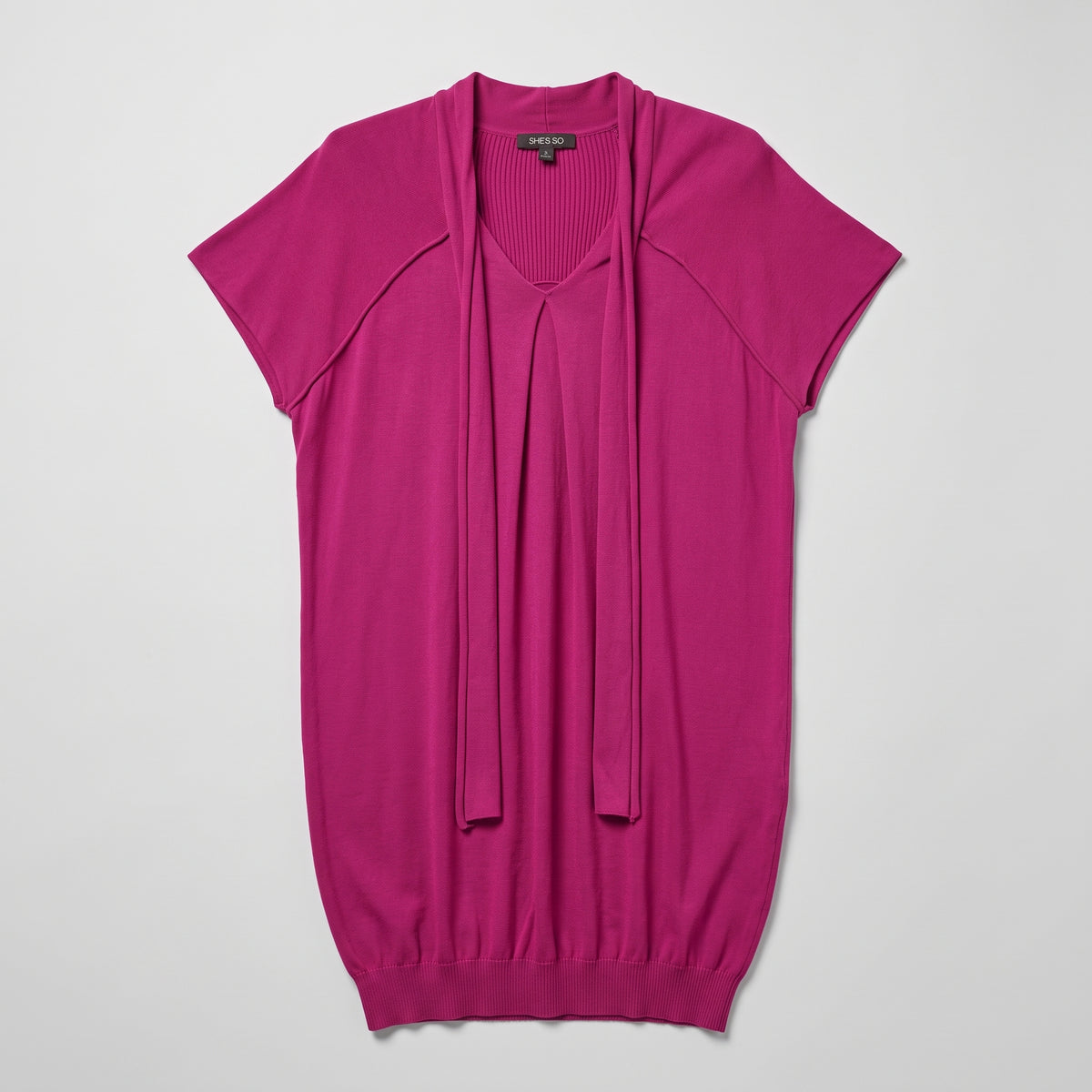 Magenta Tie-Neck Knit Tunic