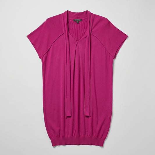 Magenta Tie-Neck Knit Tunic