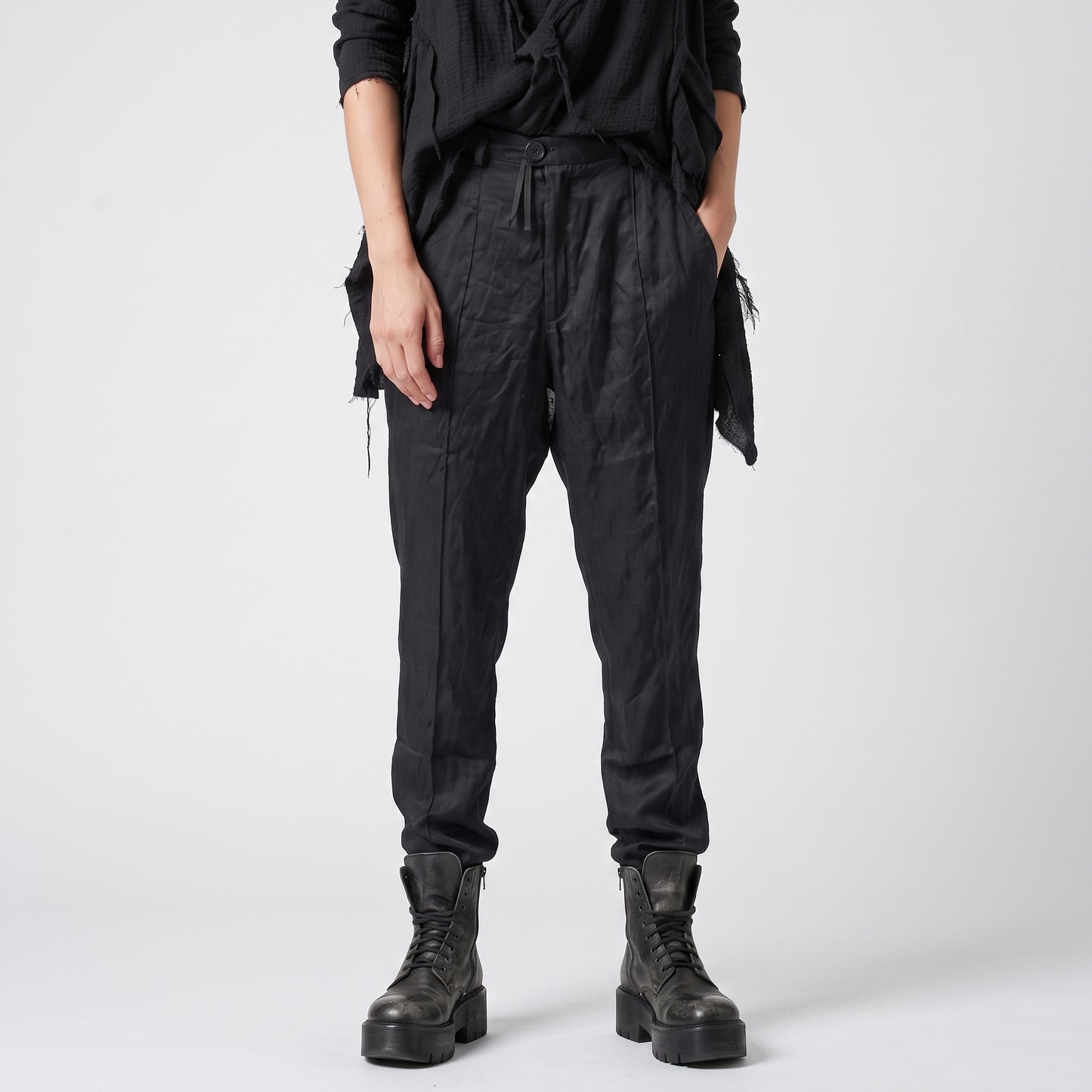 Tailored Black Cropped Trousers