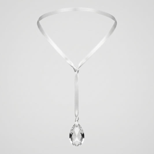 Satin Ribbon Crystal Pendant Necklace