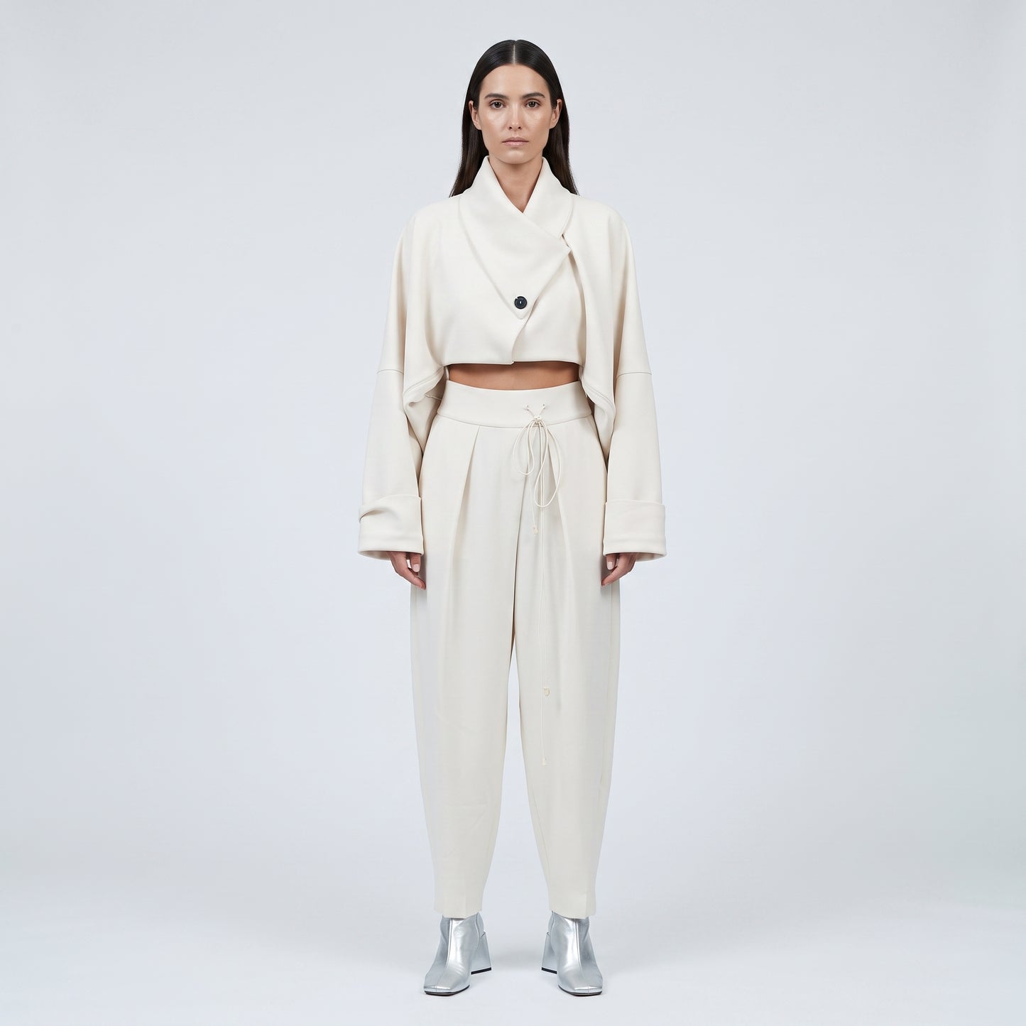 Structured Cropped Cream Jacket