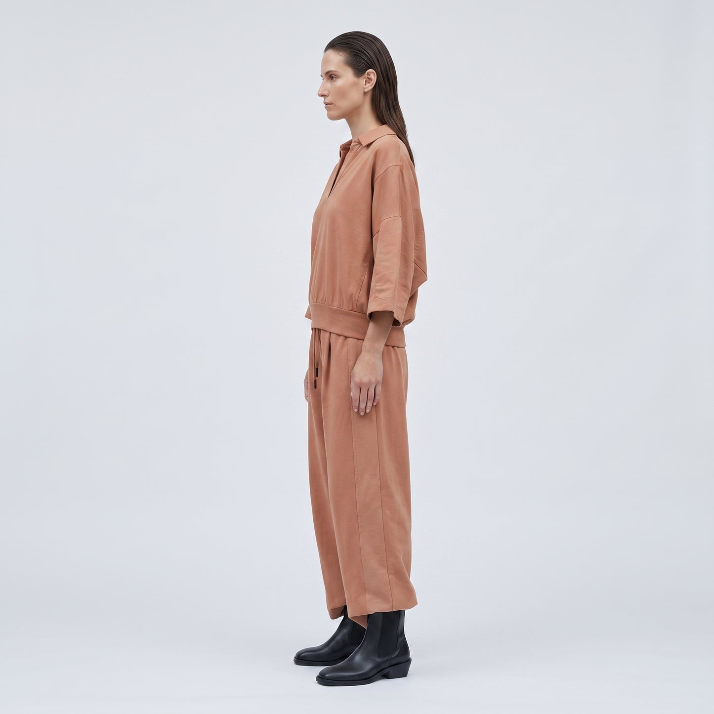 Relaxed Collared Cotton Pullover