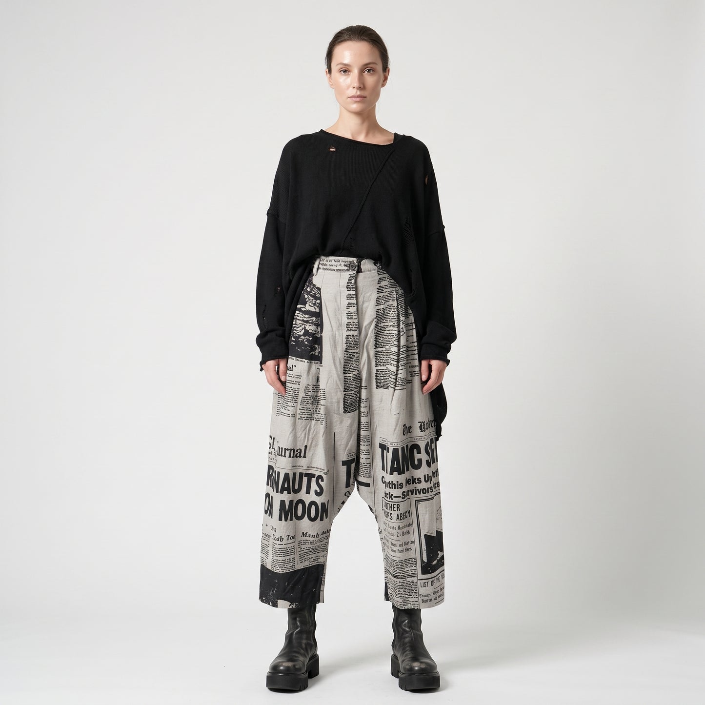Newspaper Print Statement Trousers