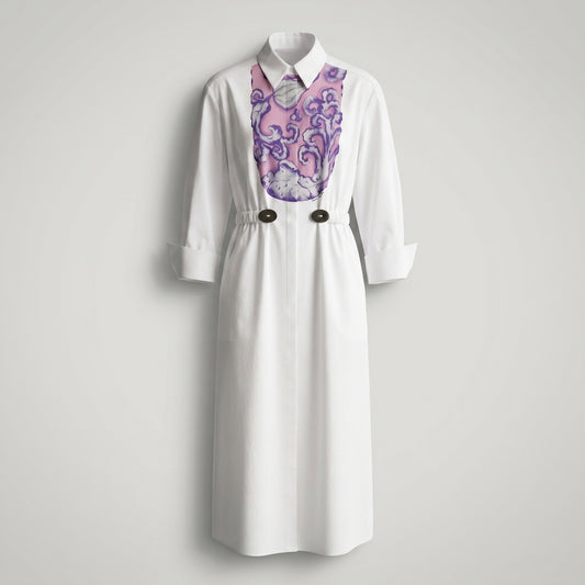 Graphic Detailed Midi Shirt Dress