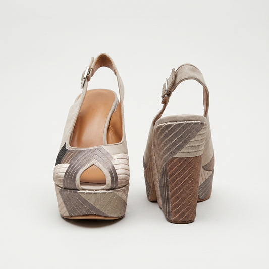 Graphic Wedge Slingback Sandals