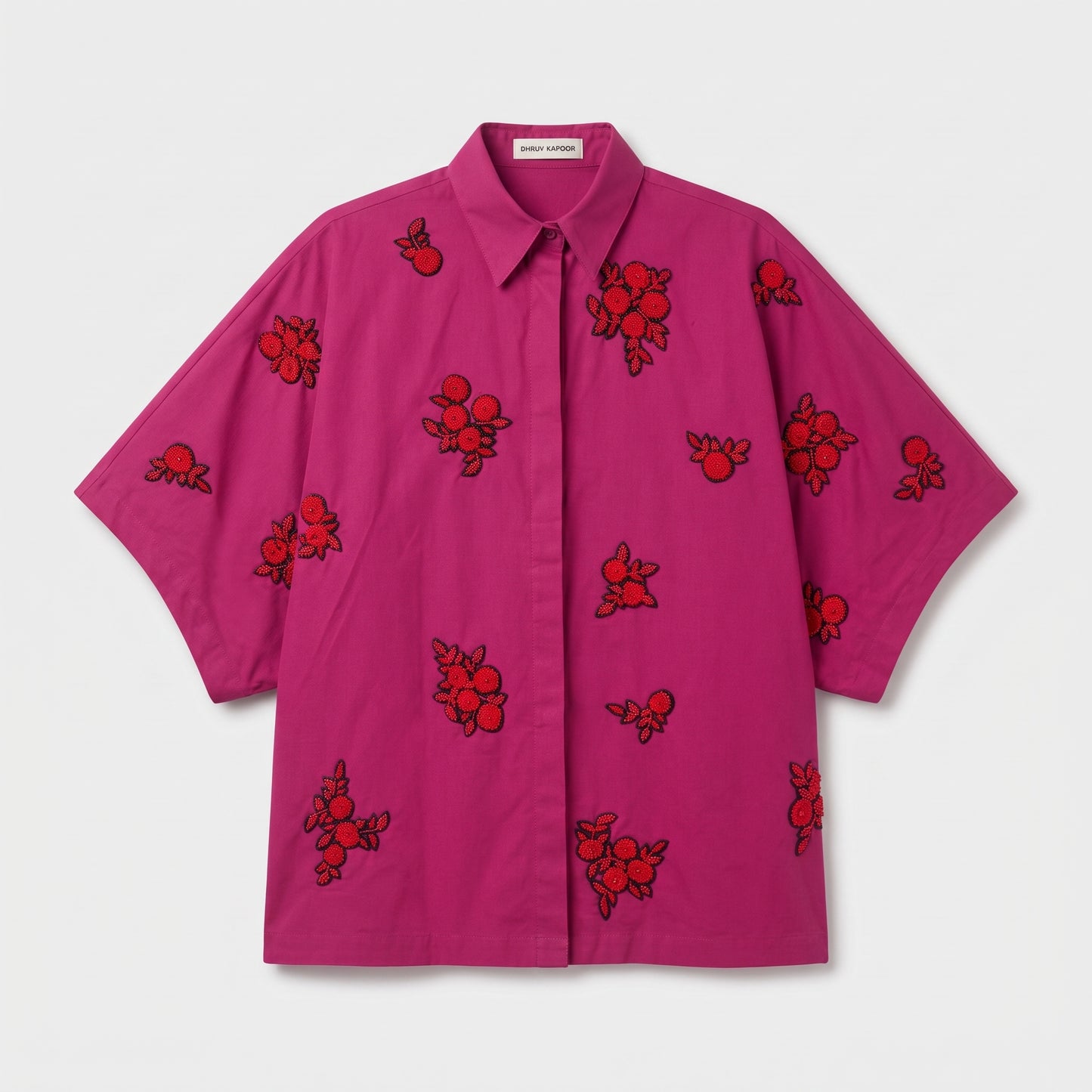 Embroidered Floral Oversized Shirt