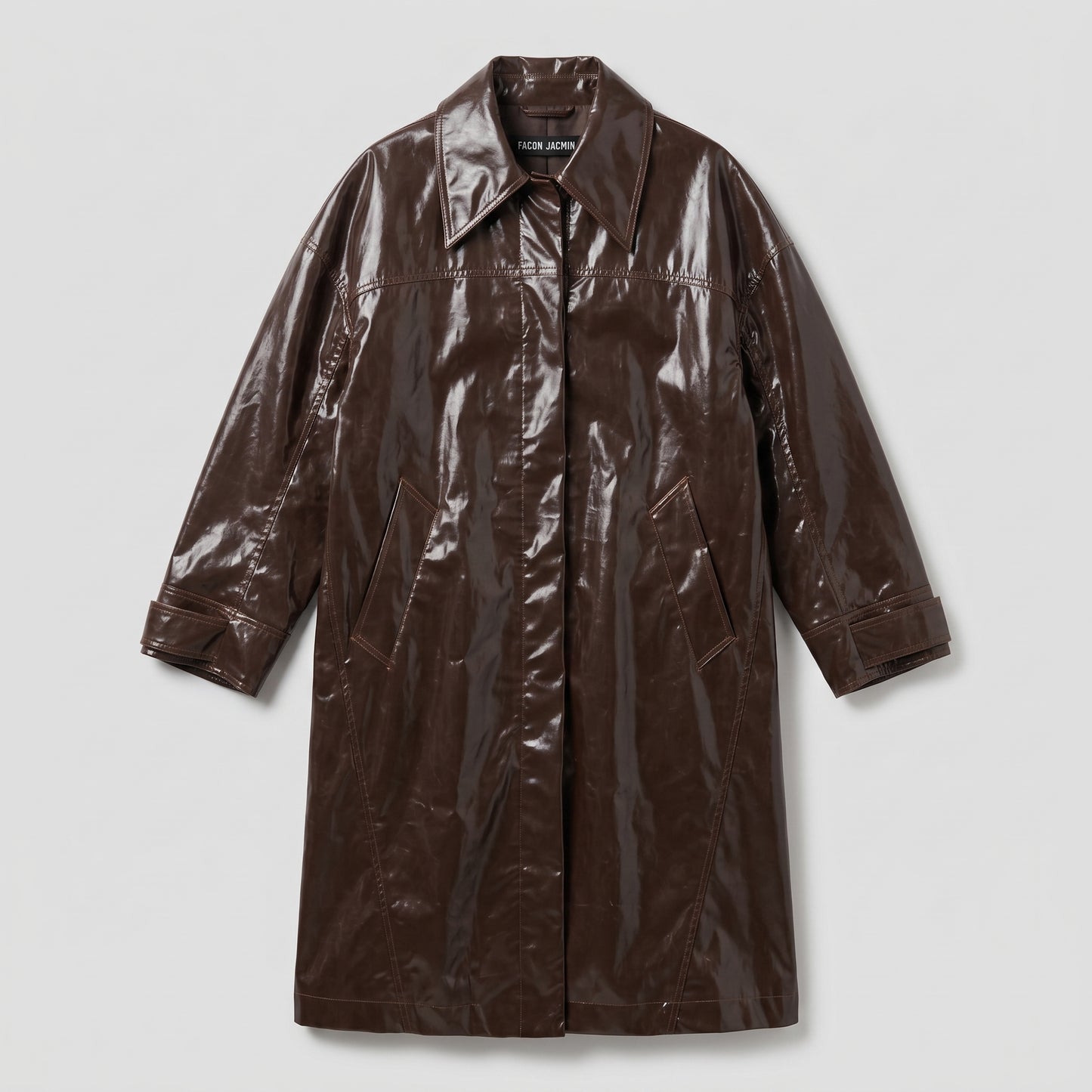 Glossy Chocolate Patent Coat