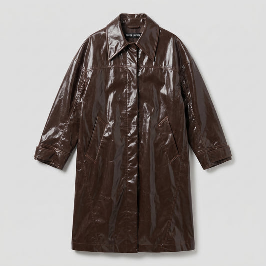 Glossy Chocolate Patent Coat