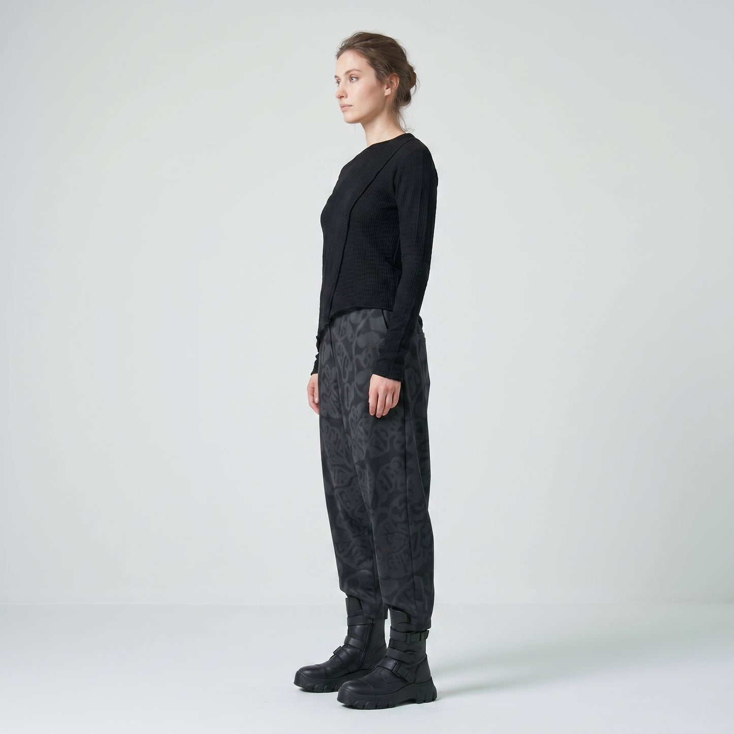 Graphic Print Drop Crotch Trousers