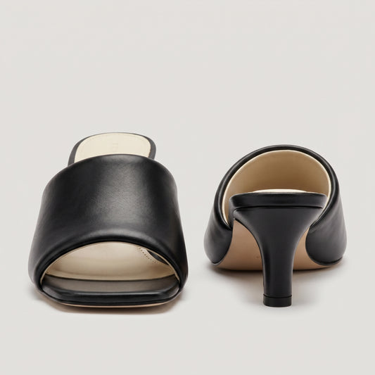 Minimalist Black Leather Mules