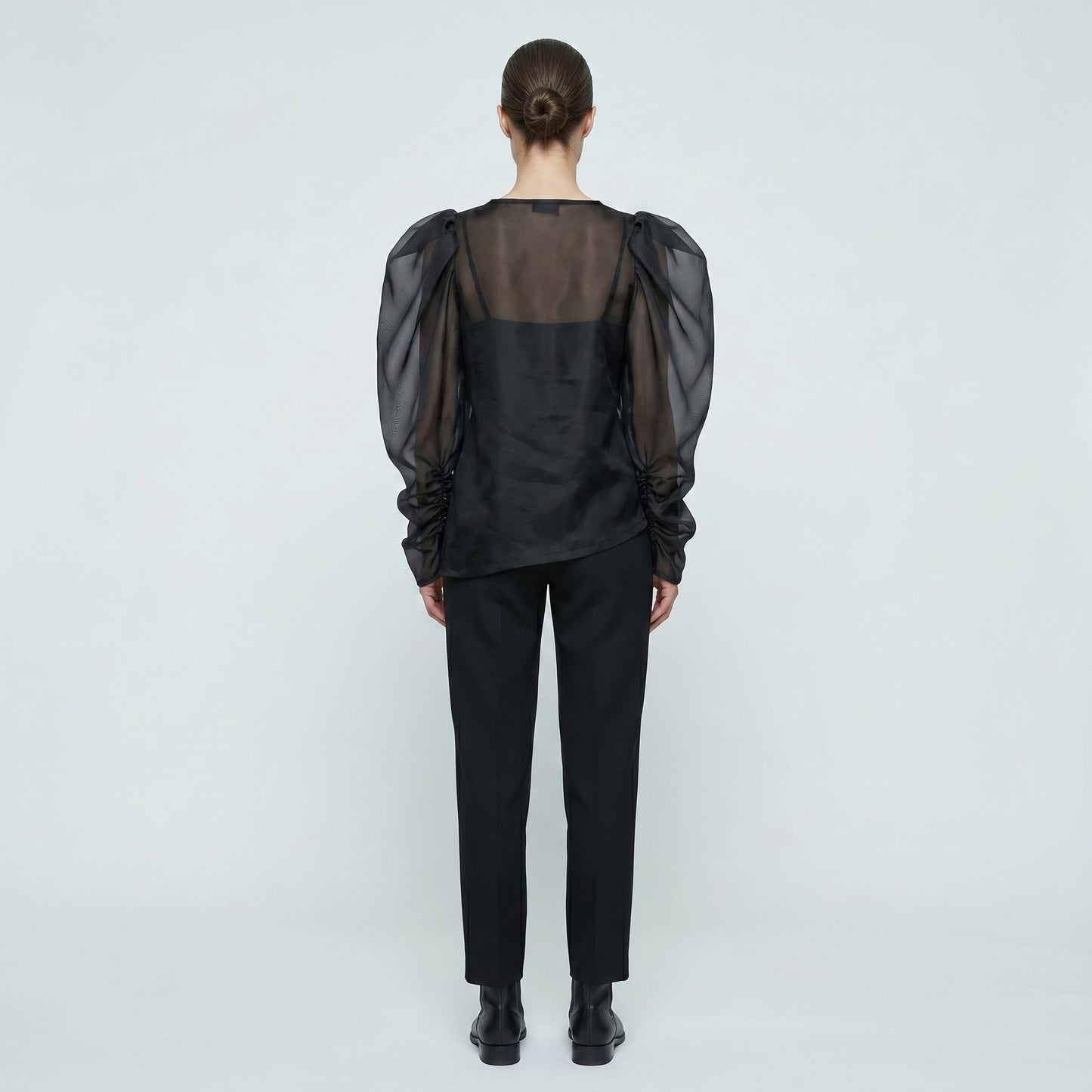 Draped Bow Organza Blouse
