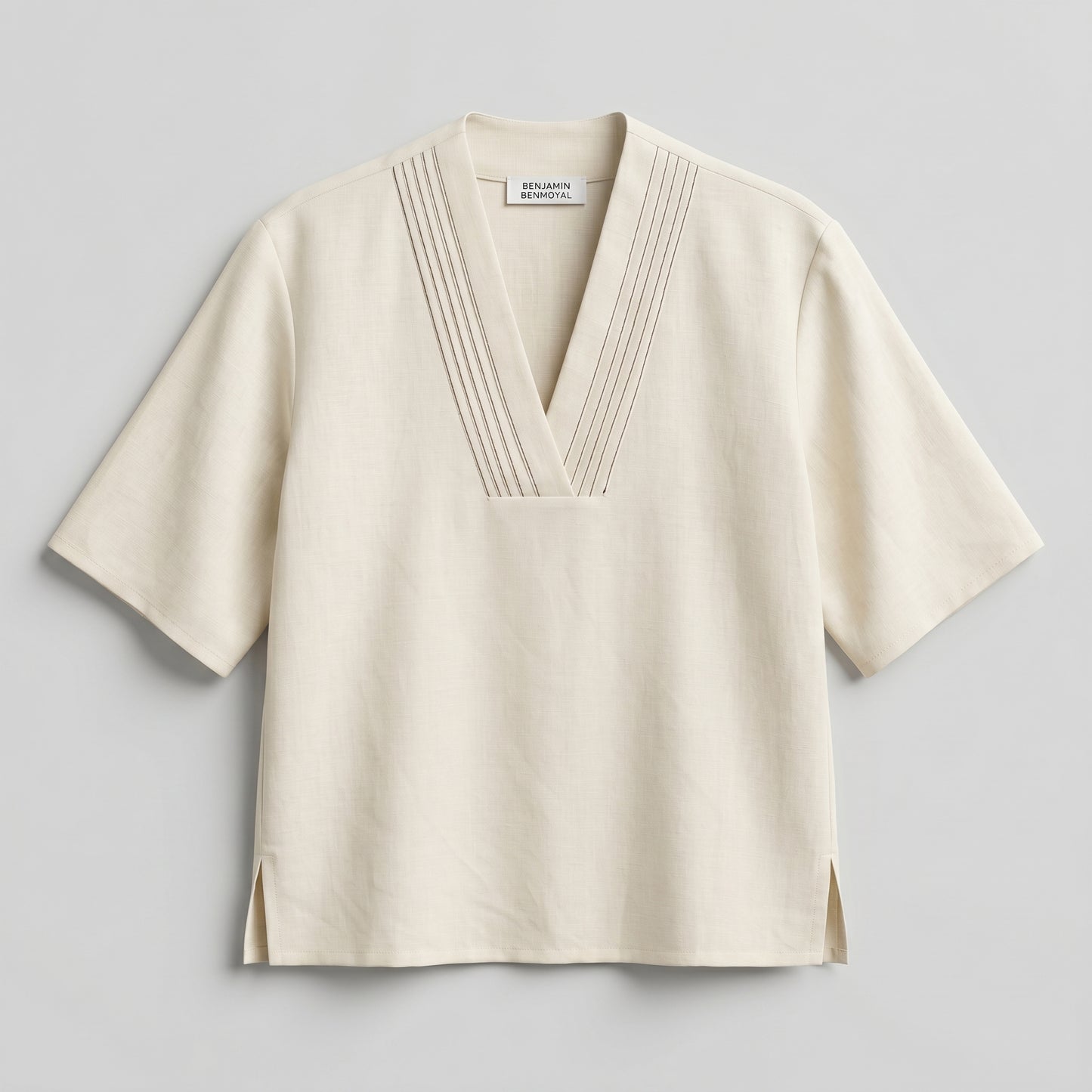 Minimalist V-Neck Linen Blouse