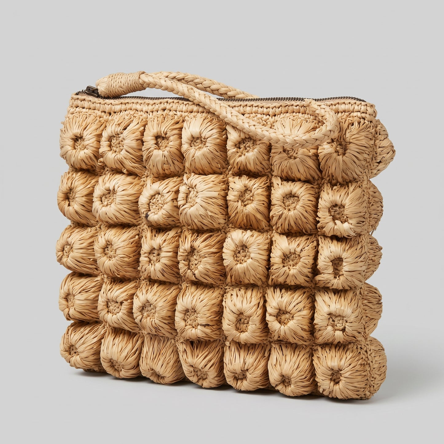 Textured Raffia Woven Clutch